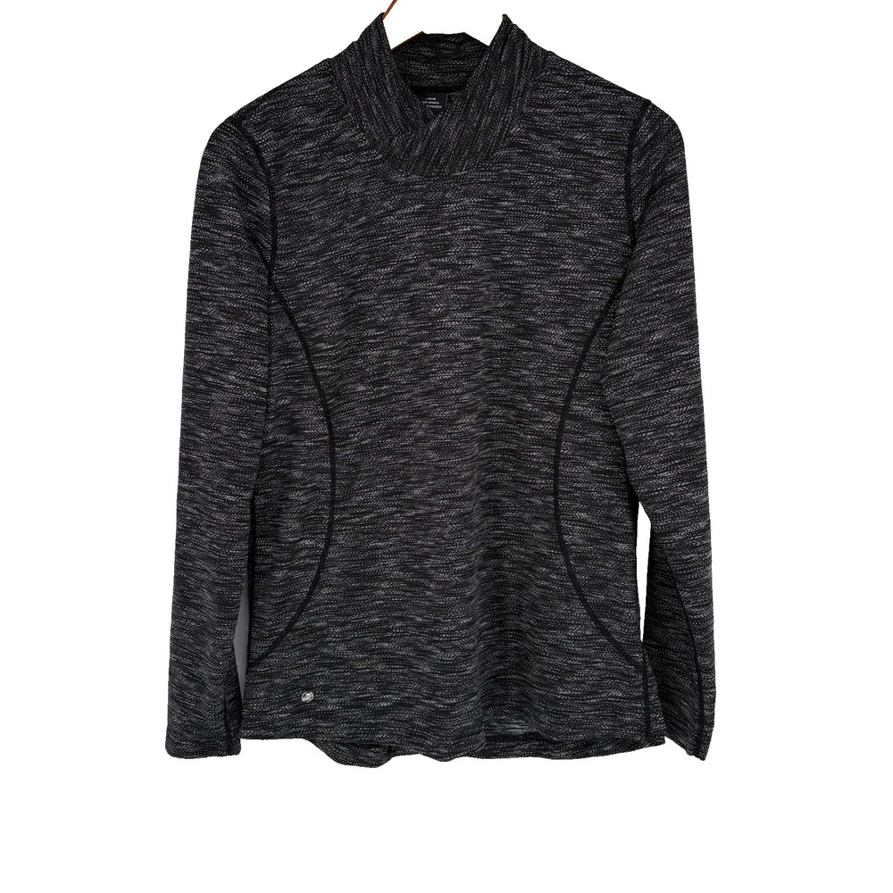 Daily Sports Womens Herringbone Pullover Top XL Marled Black Athleisure Workout‎